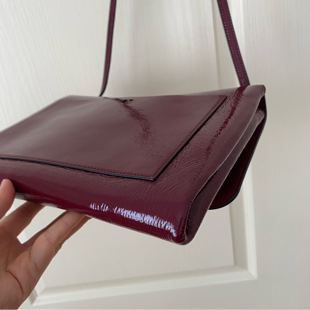 Tory Burch Burgundy Wine Red Maroon Patent Leather Shoulder Bag - Picture 10 of 14